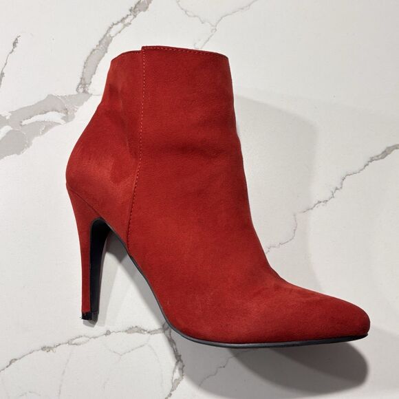 Madden Girl Women’s Sally Red Suede PU Stiletto Booties Ankle Boots Size 7.5 - Picture 4 of 12